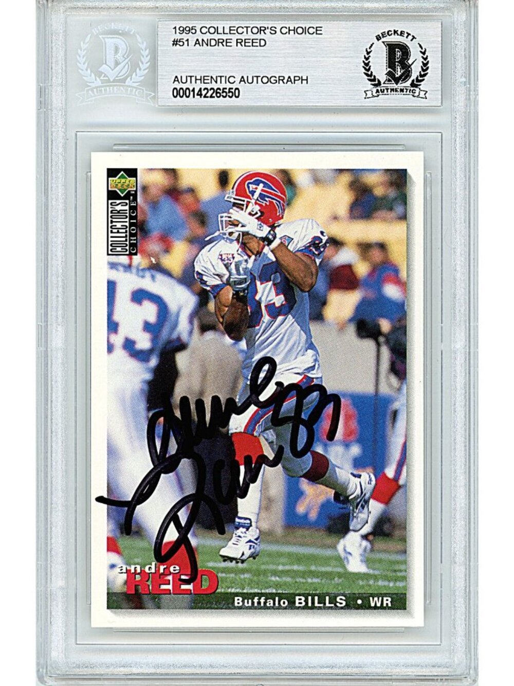 Andre Reed Signed 1995 UD Collector's Choice #51 Buffalo Bills BAS Slab Auto